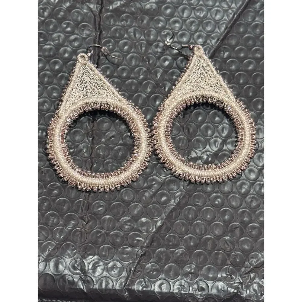 Lori Weitzner Luna Statement Earrings Lavender Drop Circular Artisan Boho